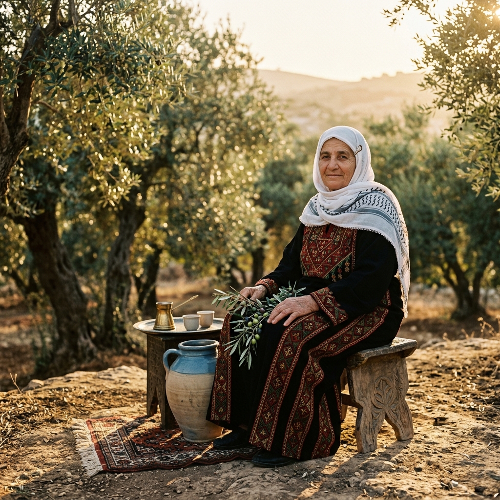 مشهد يعبر عن التراث الفلسطيني والارتباط بالأرض